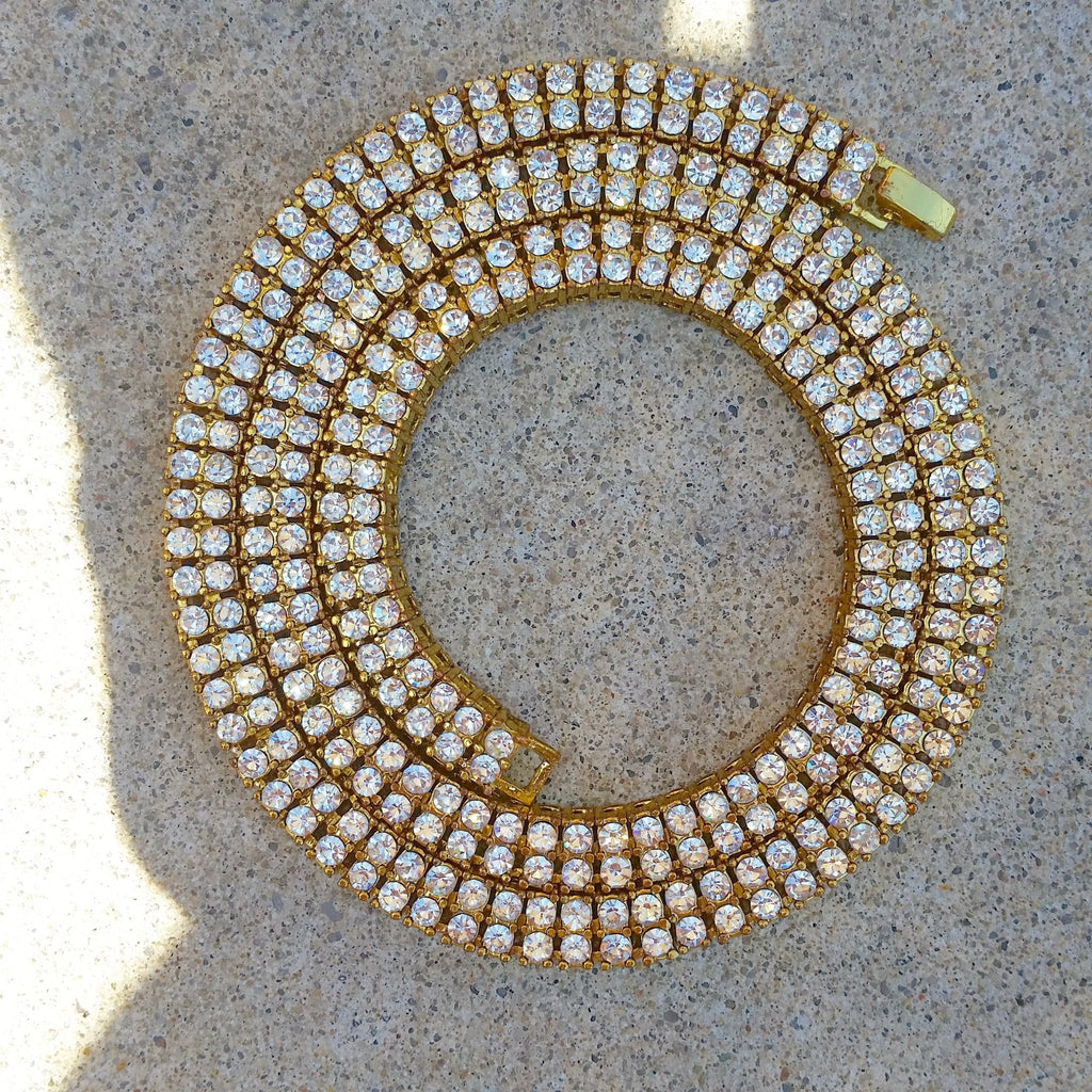 18K Gold 2 Row Tennis Chain - Drip Culture Jewelry