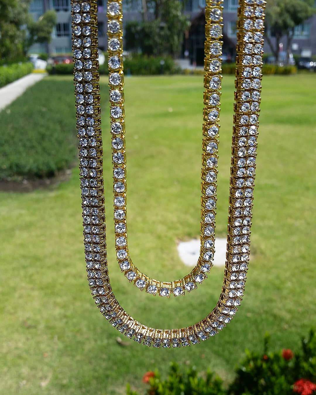 18K Gold 2 Row Tennis Chain - Drip Culture Jewelry