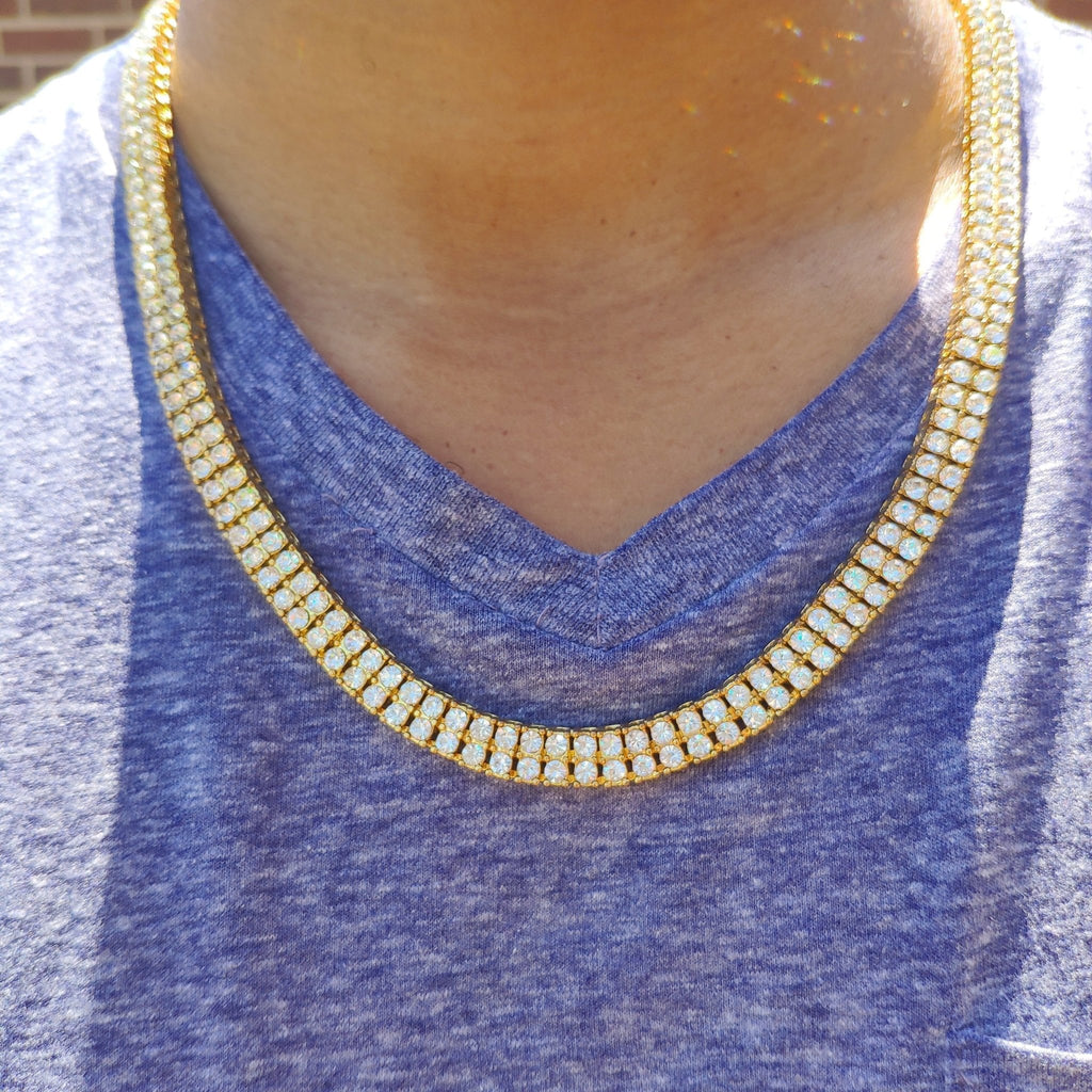 18K Gold 2 Row Tennis Chain - Drip Culture Jewelry