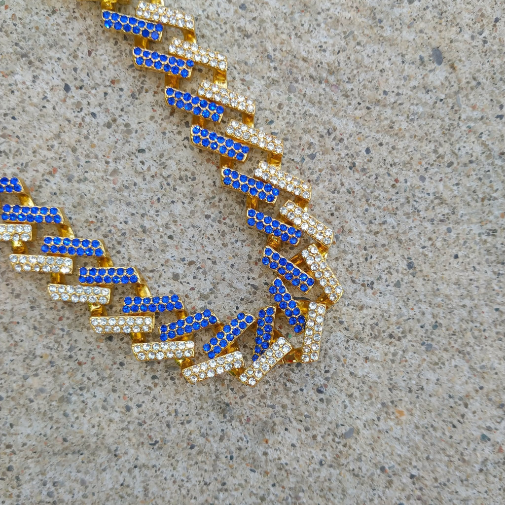 18K Gold 2 Tone Diamond Prong Cuban Link Chain - Drip Culture Jewelry