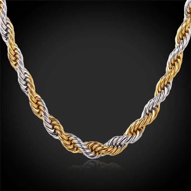 18K Gold 2 Tone Rope Chain - Drip Culture Jewelry