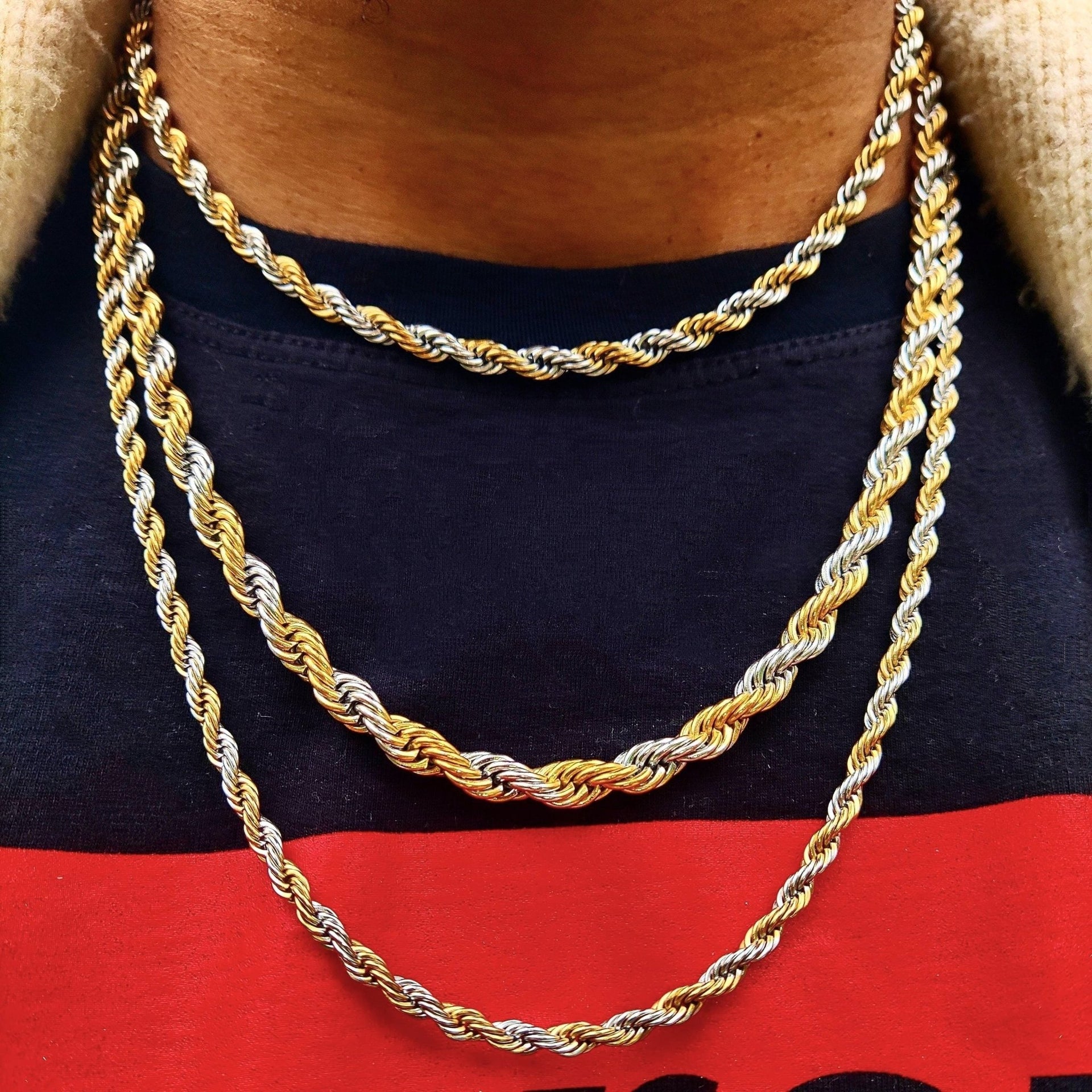 18K Gold Tone Rope Chain (2mm-6mm) – Drip Culture Jewelry