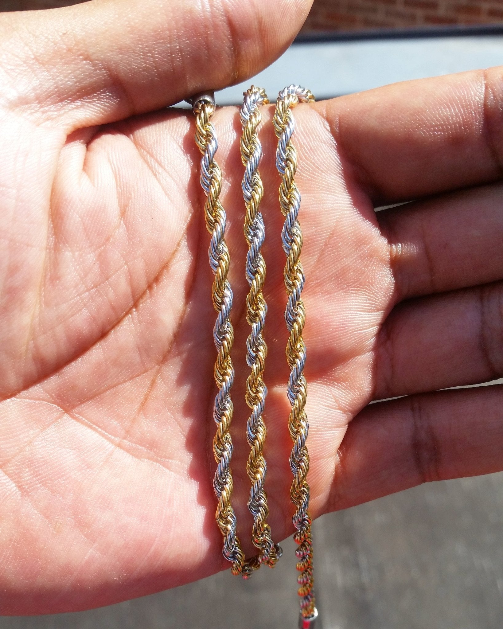 Tone Rope 18K Gold 2 Tone Rope Chain – Drip Culture Jewelry