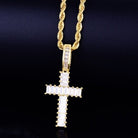 18K Gold Baguette Cross 2 - Drip Culture Jewelry