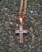 18K Gold Baguette Cross 2 - Drip Culture Jewelry