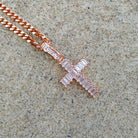 18K Gold Baguette Cross 2 - Drip Culture Jewelry