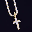 18K Gold Baguette Cross 2 - Drip Culture Jewelry