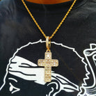 18K Gold Baguette Cross - Drip Culture Jewelry