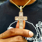 18K Gold Baguette Cross - Drip Culture Jewelry