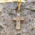 18K Gold Baguette Cross - Drip Culture Jewelry
