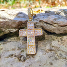18K Gold Baguette Cross - Drip Culture Jewelry