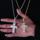 18K Gold Baguette Cross - Drip Culture Jewelry