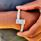 18k Gold Baguette Diamond Bangle Bracelet - Drip Culture Jewelry