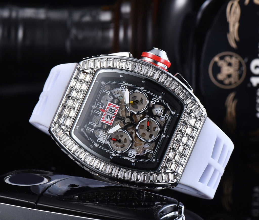 18k Gold Baguette Diamond Mechanical Watch - Drip Culture Jewelry