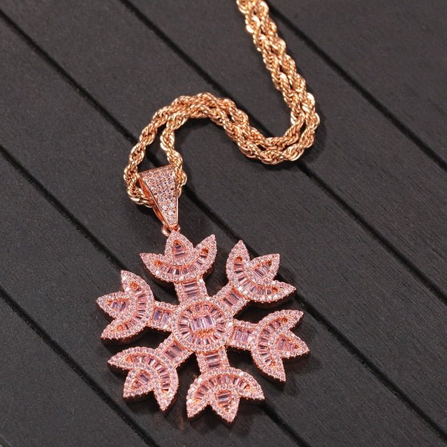 18k Gold Baguette Diamond Snowflake - Drip Culture Jewelry