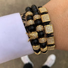 18k Gold Crown Bracelet Set ( 3 Pieces) - Drip Culture Jewelry