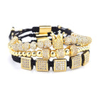 18k Gold Crown Bracelet Set ( 3 Pieces) - Drip Culture Jewelry