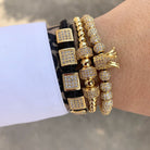 18k Gold Crown Bracelet Set ( 3 Pieces) - Drip Culture Jewelry
