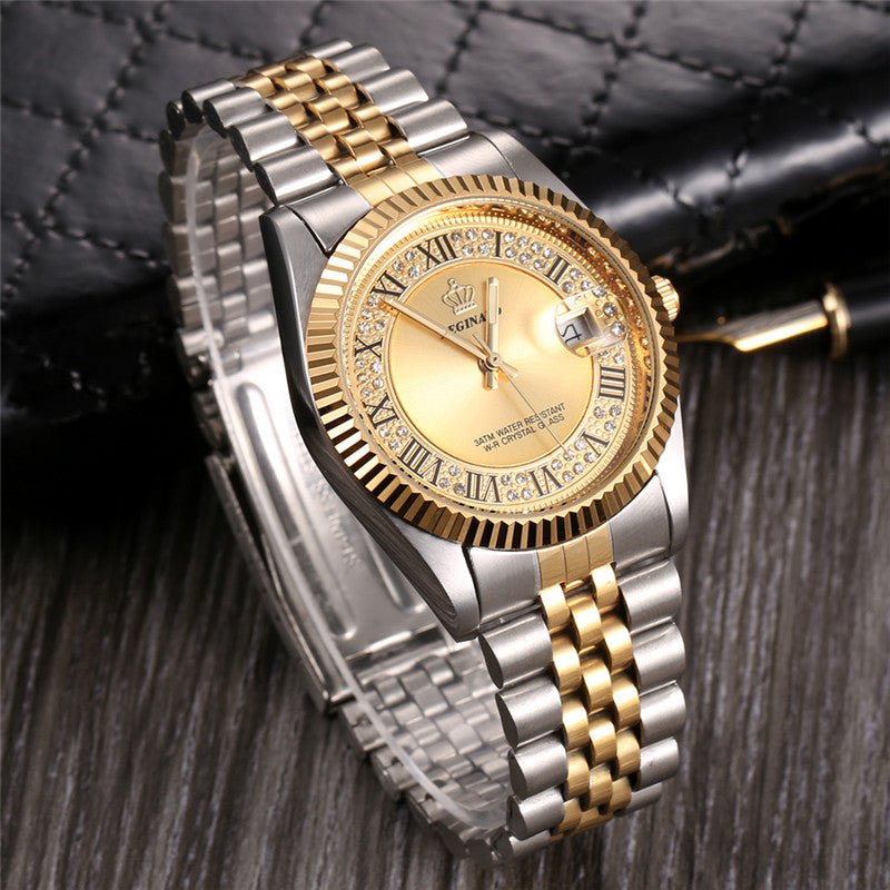 18K Gold Crown Watch - Drip Culture Jewelry
