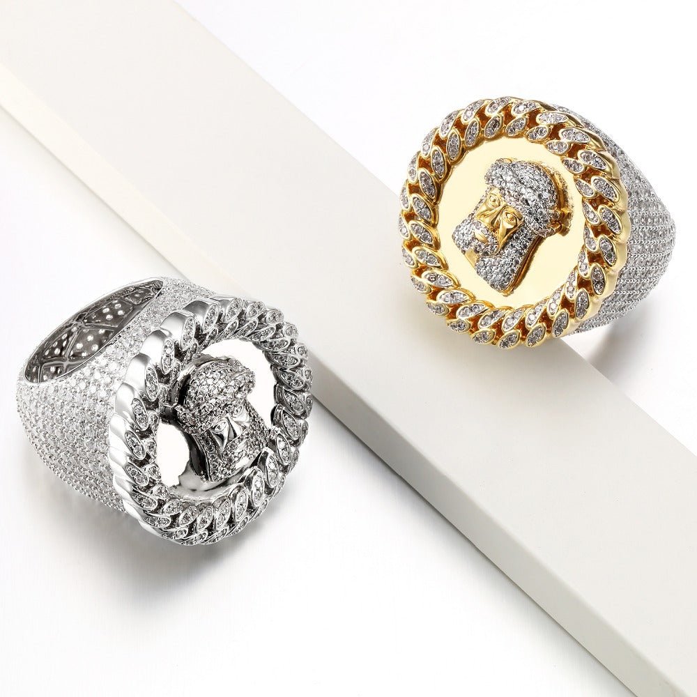 18K Gold Cuban Link Jesus Ring - Drip Culture Jewelry