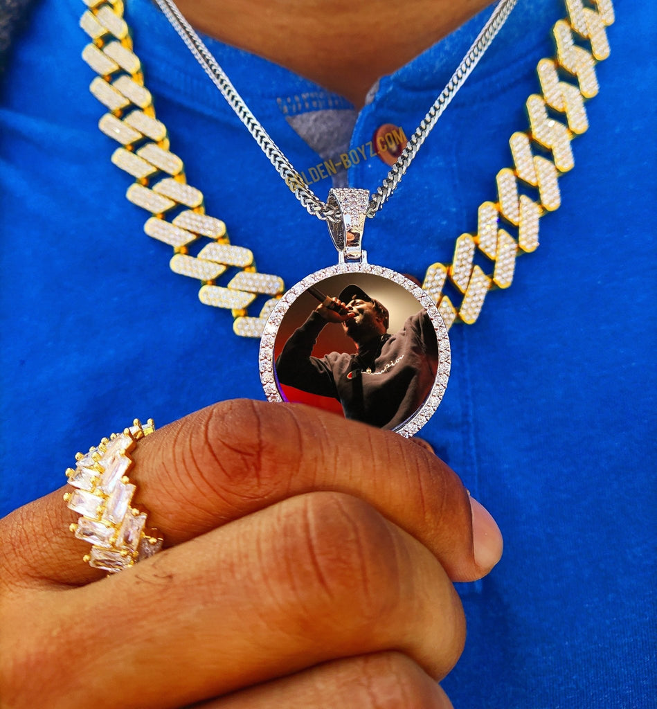 18K Gold Custom Diamond Picture Pendant - Drip Culture Jewelry
