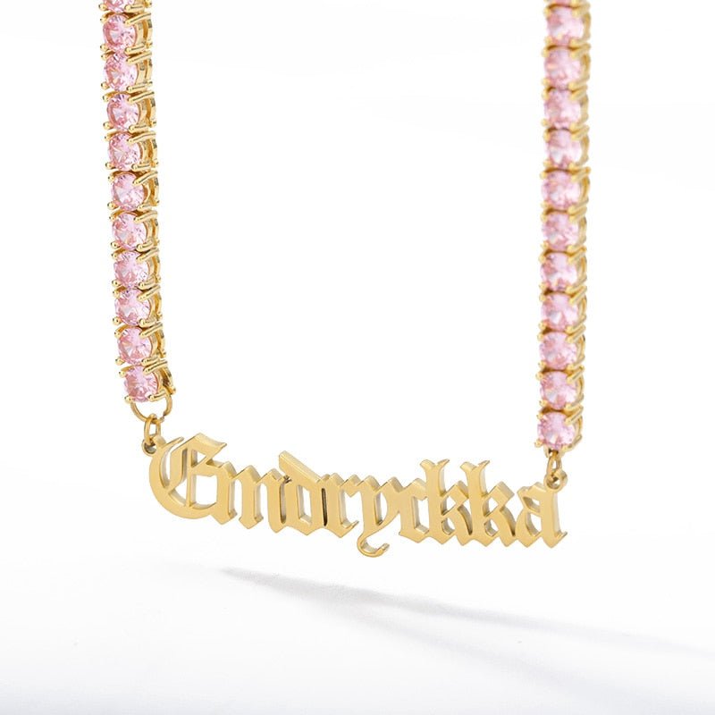 18k Gold Custom Name Tennis Necklace - Drip Culture Jewelry