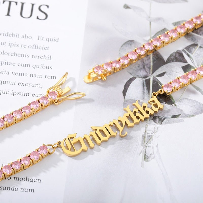18k Gold Custom Name Tennis Necklace - Drip Culture Jewelry