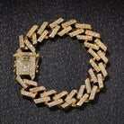 18K Gold Diamond 2 Tone Prong Cuban Link Bracelet - Drip Culture Jewelry