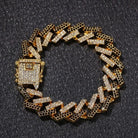 18K Gold Diamond 2 Tone Prong Cuban Link Bracelet - Drip Culture Jewelry