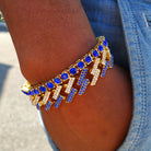 18K Gold Diamond 2 Tone Prong Cuban Link Bracelet - Drip Culture Jewelry