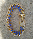 18K Gold Diamond 2 Tone Prong Cuban Link Bracelet - Drip Culture Jewelry