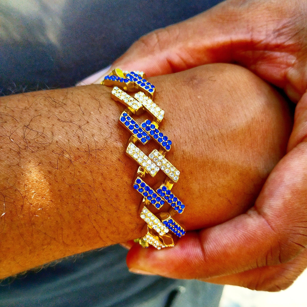 18K Gold Diamond 2 Tone Prong Cuban Link Bracelet - Drip Culture Jewelry
