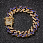 18K Gold Diamond 2 Tone Prong Cuban Link Bracelet - Drip Culture Jewelry