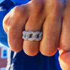 18K Gold Diamond 3D Cuban Link Ring - Drip Culture Jewelry
