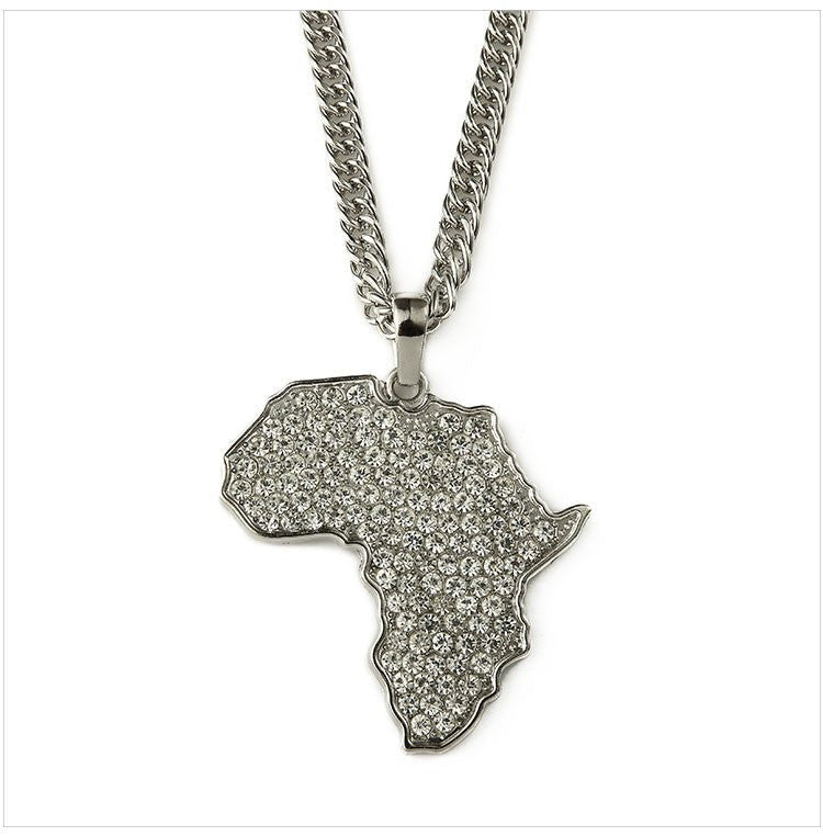 18k Gold Diamond Africa Pendant - Drip Culture Jewelry