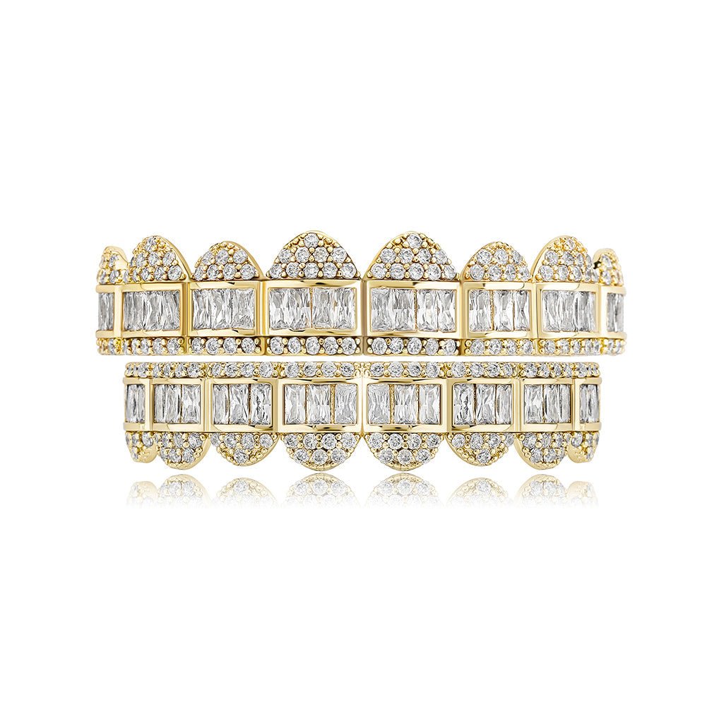 18K Gold Diamond & Baguette Grillz - Drip Culture Jewelry