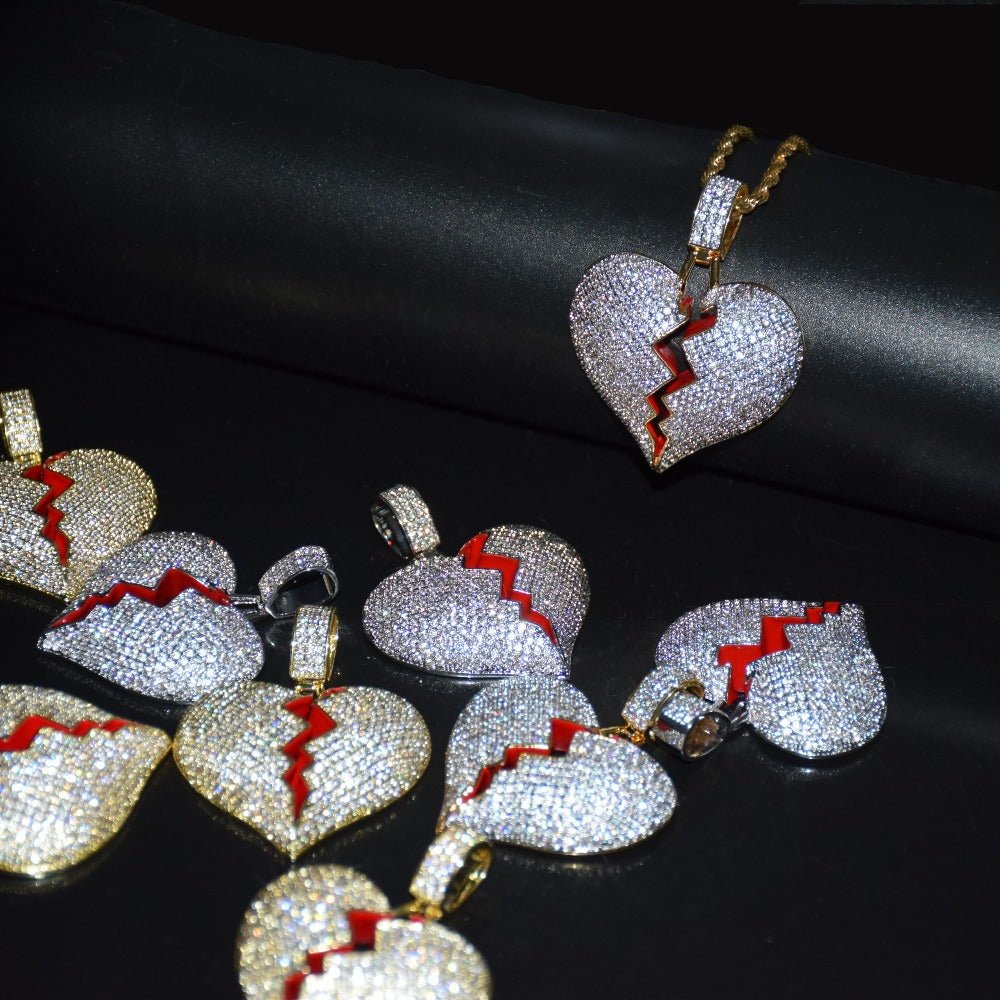 18K Gold Diamond Broken Heart - Drip Culture Jewelry
