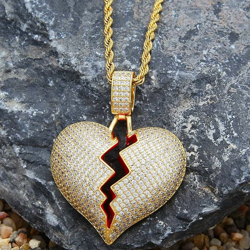 Gold Broken Heart Necklace by Magliano on Sale