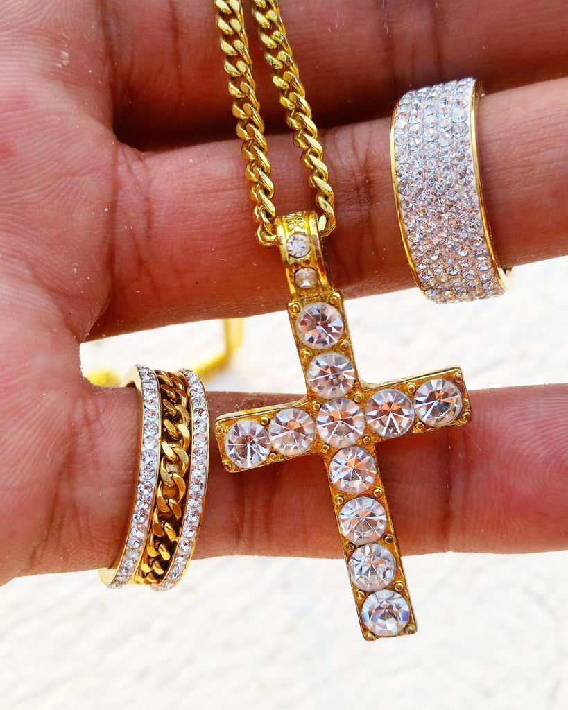 18K Gold Diamond Cross - Drip Culture Jewelry