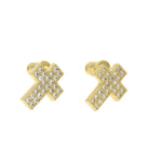 18K Gold Diamond Cross Earrings - Drip Culture Jewelry