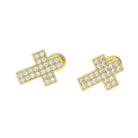 18K Gold Diamond Cross Earrings - Drip Culture Jewelry
