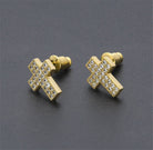 18K Gold Diamond Cross Earrings - Drip Culture Jewelry