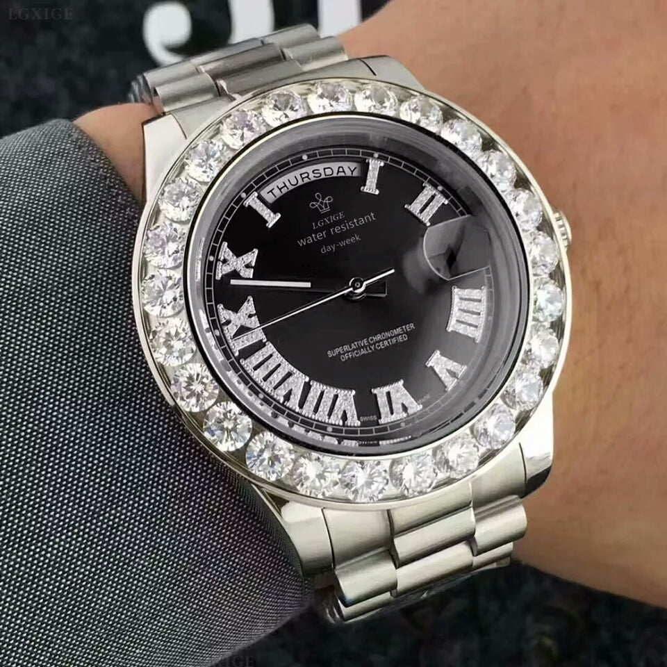 18K Gold Diamond Crown Watch - Drip Culture Jewelry