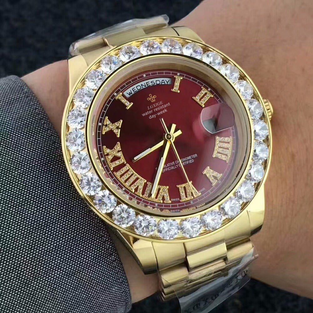 18K Gold Diamond Crown Watch - Drip Culture Jewelry