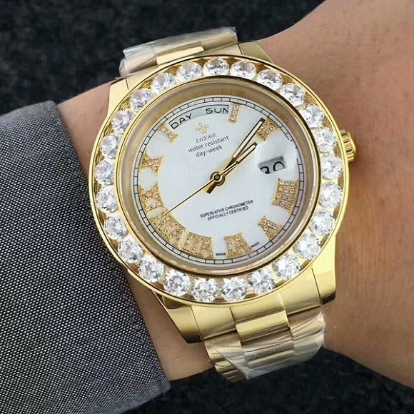18K Gold Diamond Crown Watch - Drip Culture Jewelry