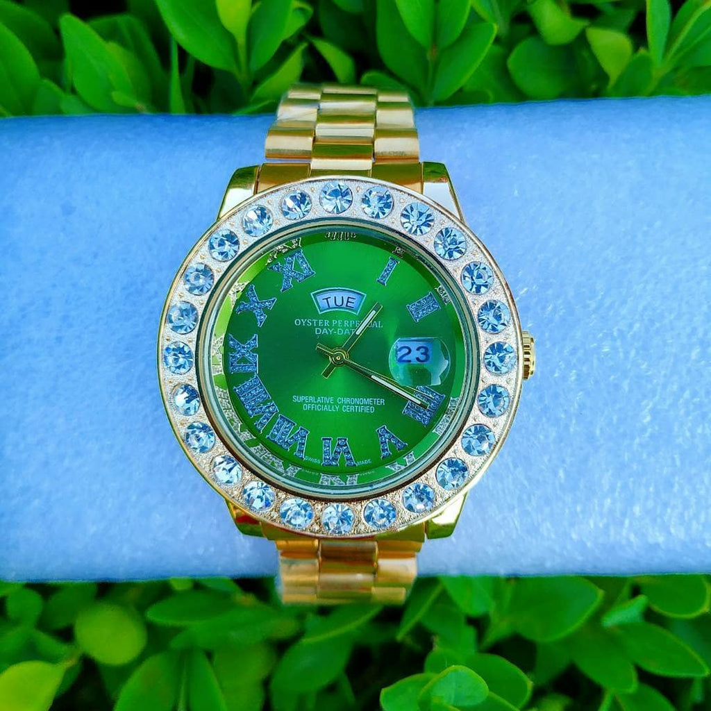 18K Gold Diamond Crown Watch - Drip Culture Jewelry