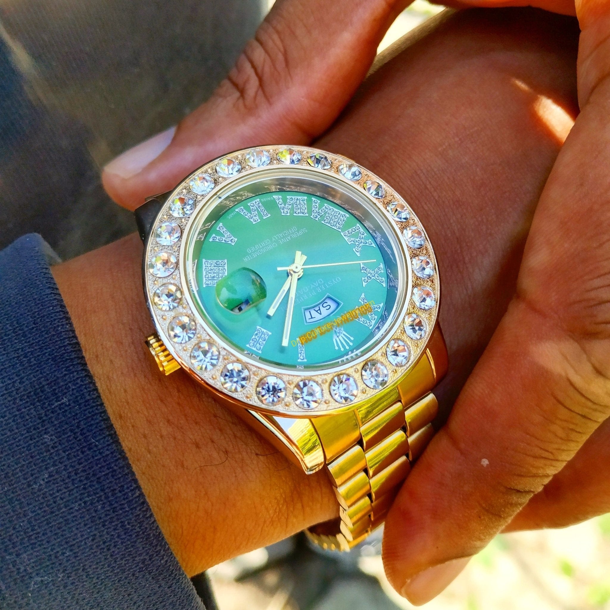 18K Gold Diamond Crown Watch - Drip Culture Jewelry