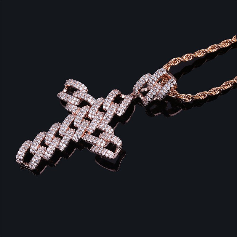 18K Gold Diamond Cuban Link Cross - Drip Culture Jewelry