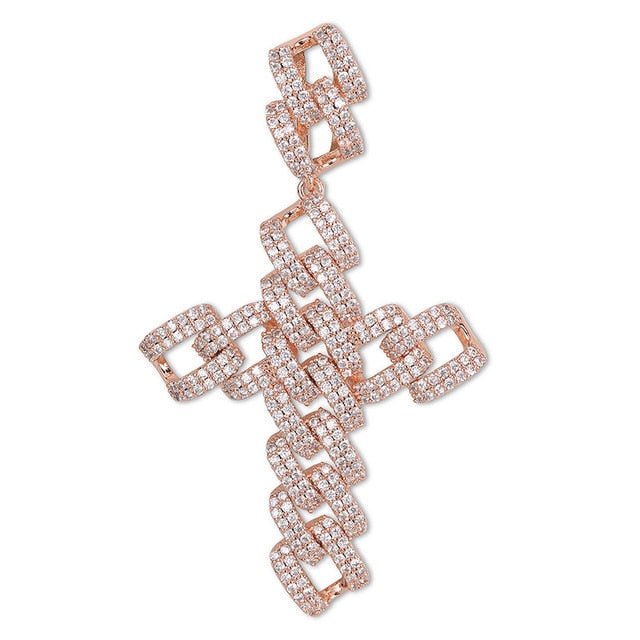 18K Gold Diamond Cuban Link Cross - Drip Culture Jewelry