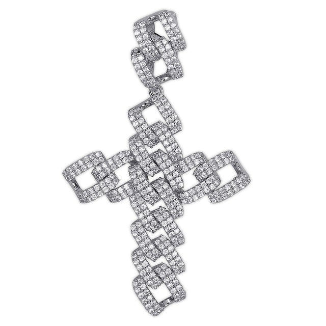 18K Gold Diamond Cuban Link Cross - Drip Culture Jewelry